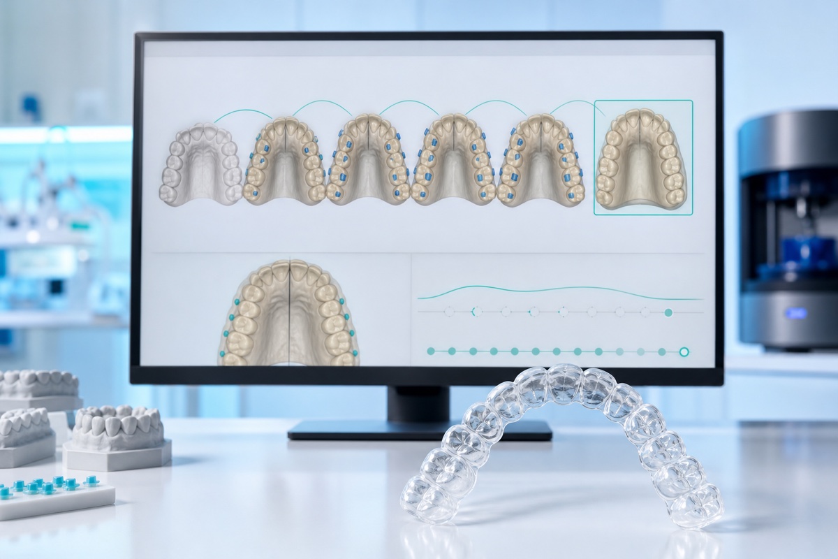 Clinical clear-aligner design per jaw with staged tooth movement