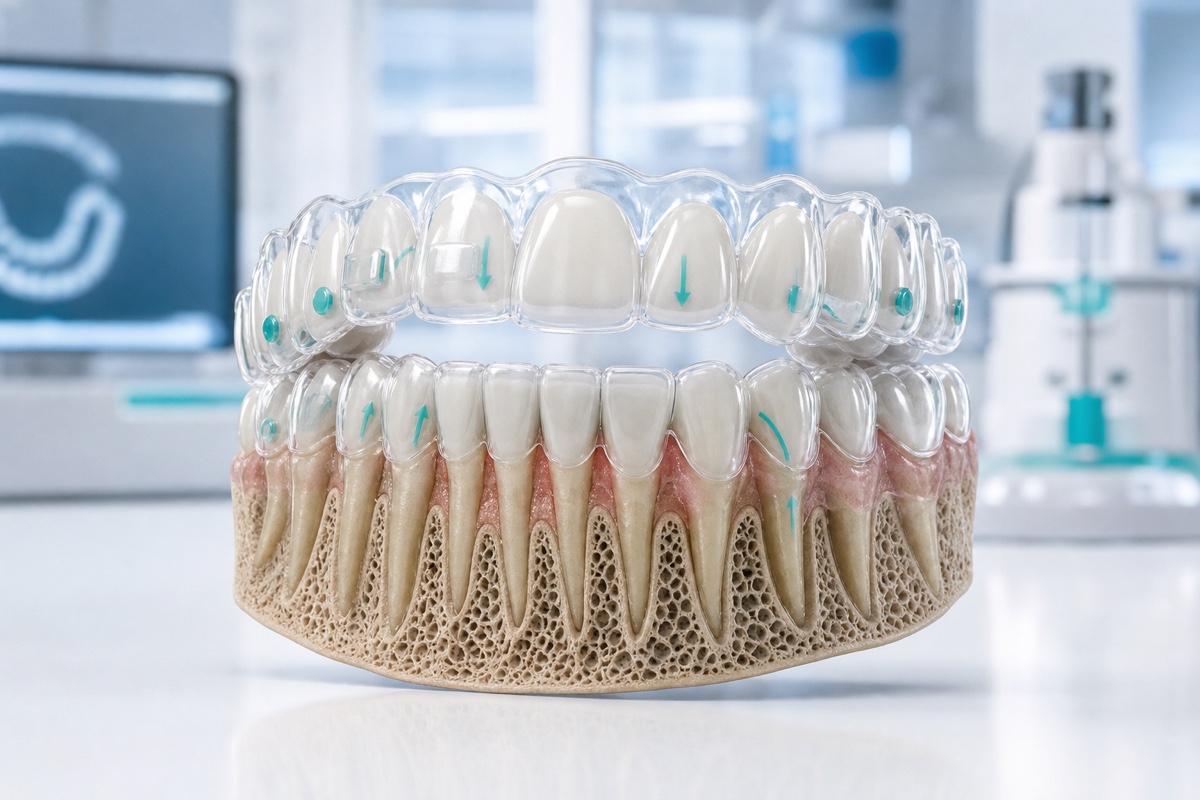 Clear-aligner treatment plan incorporating tooth roots and supporting bone