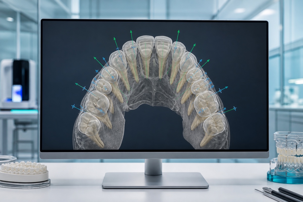 Draft clear-aligner design with CT-derived tooth-root information