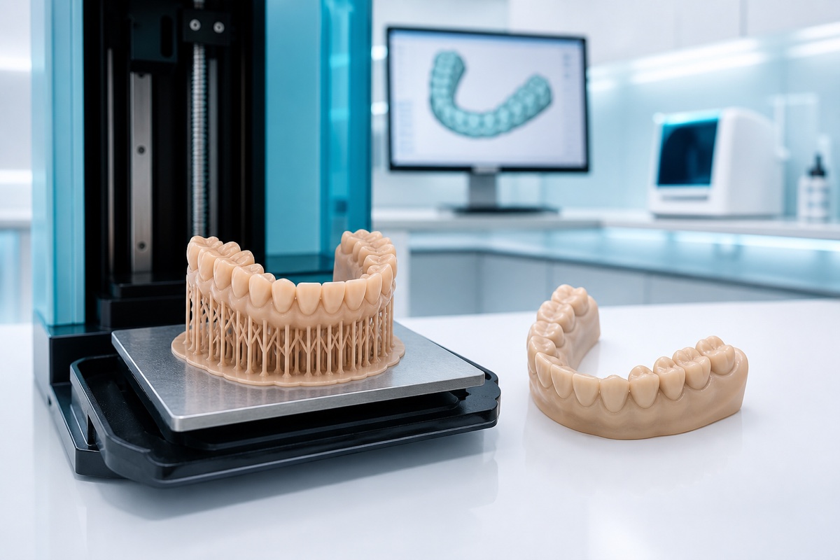 Three-dimensional printed dental model and printer platform