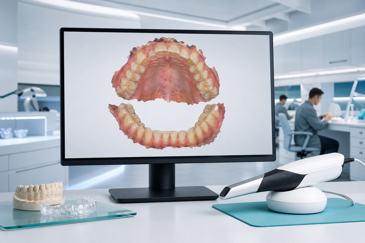 Intraoral scan import into dental laboratory software