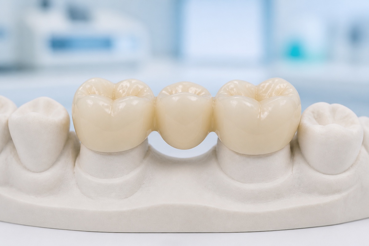 Three-unit tooth-supported zirconia bridge