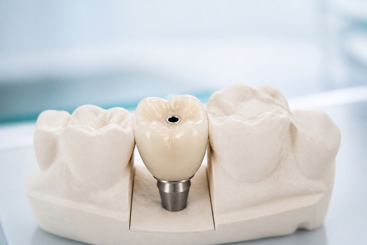 Screw-retained implant crown with an occlusal access channel