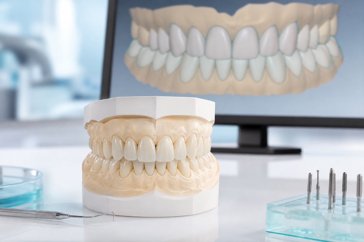 Digital diagnostic wax-up with a corresponding physical model