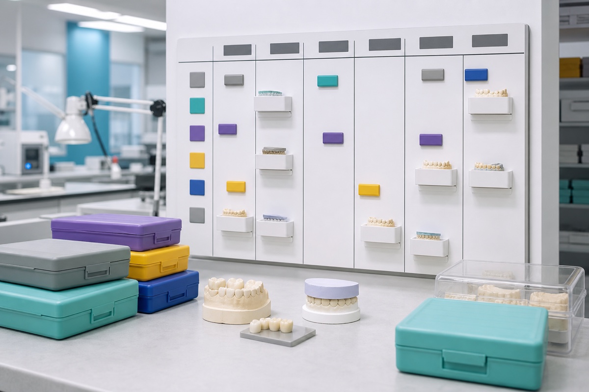 Organized standard-turnaround dental cases in laboratory workflow