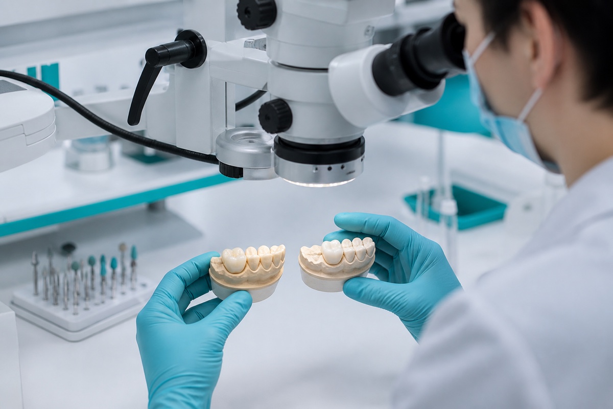 Laboratory-error remake showing the original defect and replacement restoration